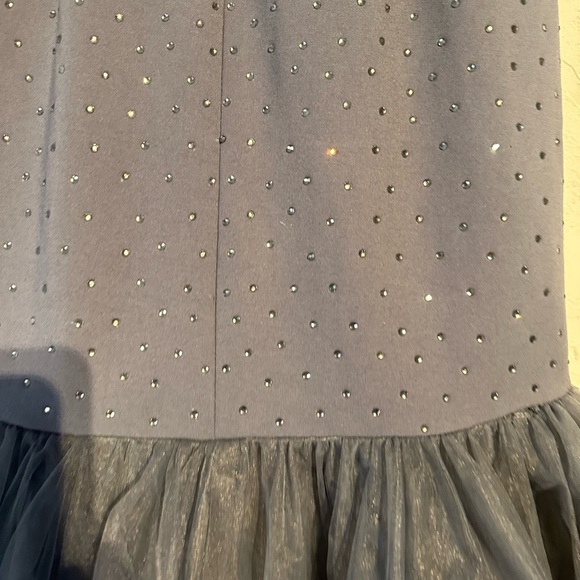 Sherri Hill Charcoal Gown with Tulle Skirt - Picture 10 of 15